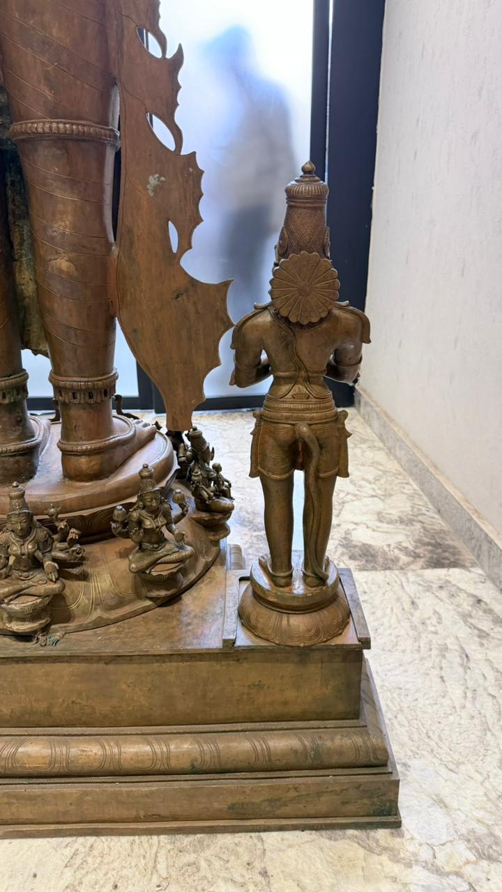 Panchloha Vishnu Standing Large (Combinations Of 5 Metals) with Hanuman , Garuda and Ashtlakshmi 86” (Made In Thrissur)
