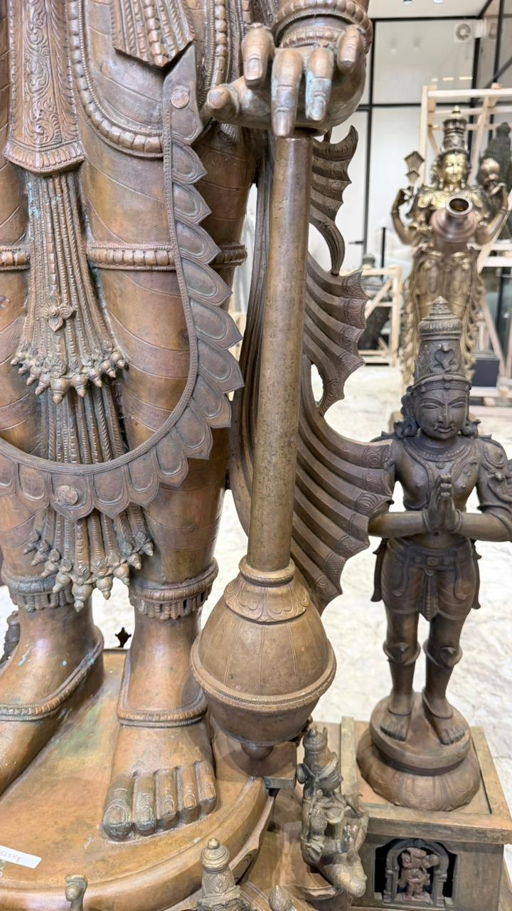 Panchloha Vishnu Standing Large (Combinations Of 5 Metals) with Hanuman , Garuda and Ashtlakshmi 86” (Made In Thrissur)