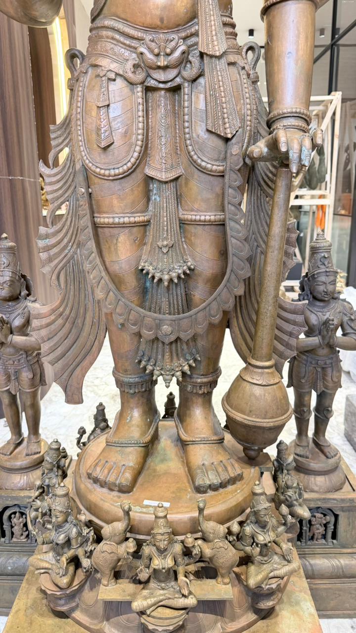 Panchloha Vishnu Standing Large (Combinations Of 5 Metals) with Hanuman , Garuda and Ashtlakshmi 86” (Made In Thrissur)