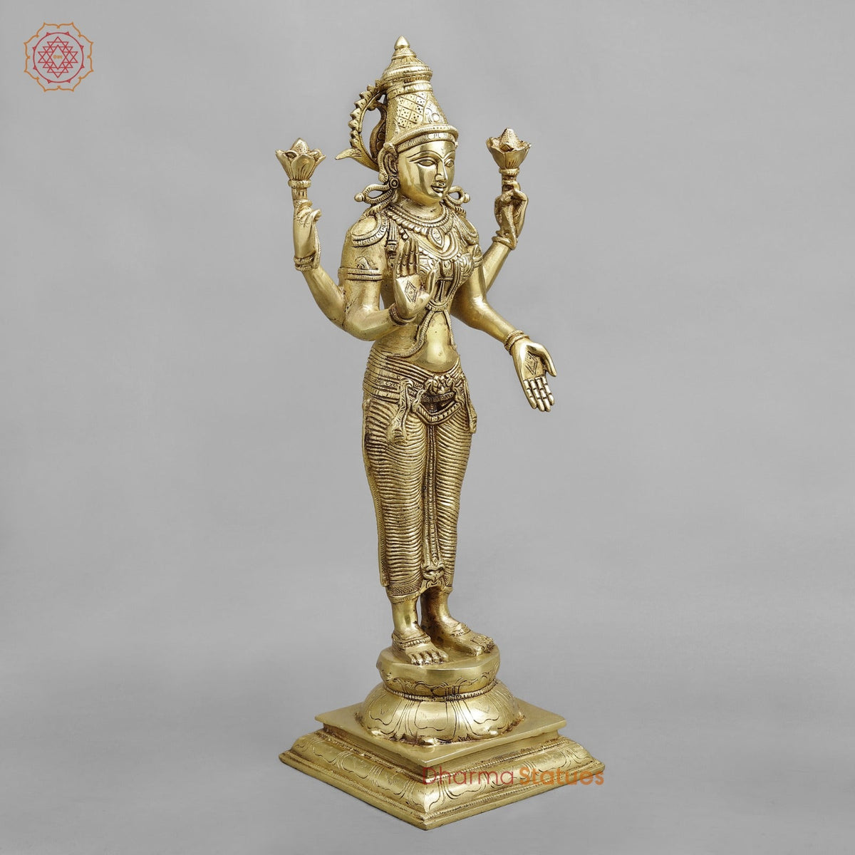 Brass Lakshmi Standing , Golden Finish 20”