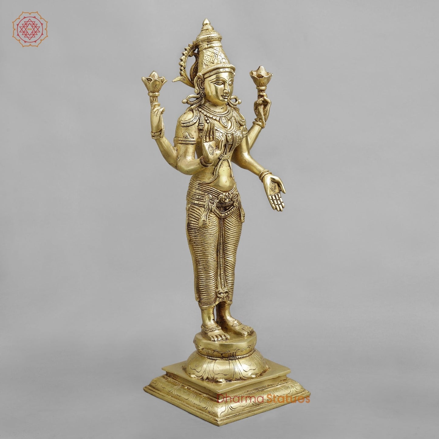 Brass Lakshmi Standing , Golden Finish 20”
