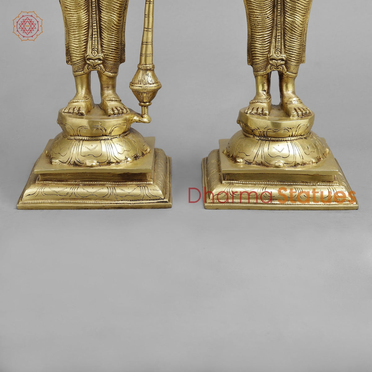 Brass Vishnu Lakshmi Standing, Golden Finish 20”