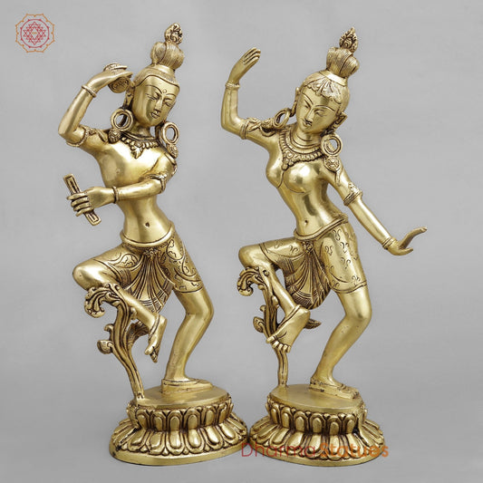 Brass Dancing Shiva Parwati Fine, Golden Finish 16.5”