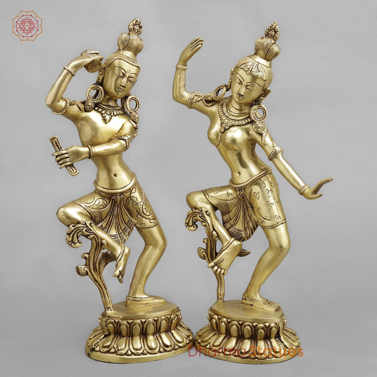 Brass Dancing Shiva Parwati Fine, Golden Finish 16.5”