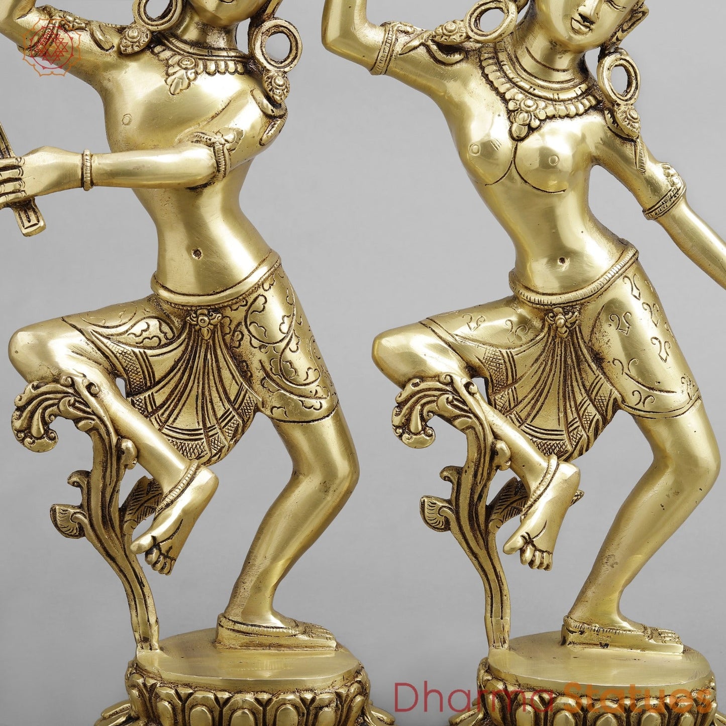 Brass Dancing Shiva Parwati Fine, Golden Finish 16.5”