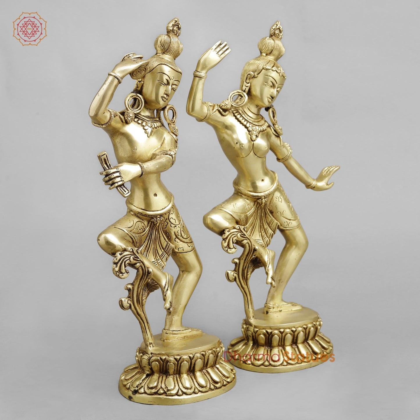 Brass Dancing Shiva Parwati Fine, Golden Finish 16.5”