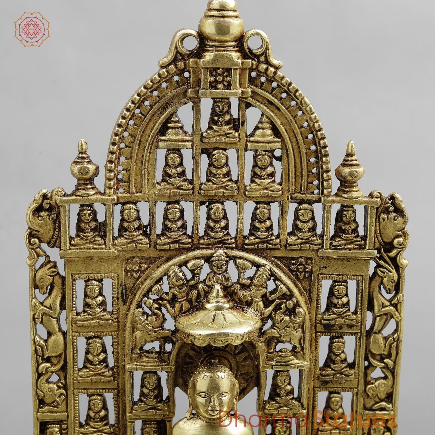 Brass Jain 24 Tirthankar Statue, Golden Finish 12.5”