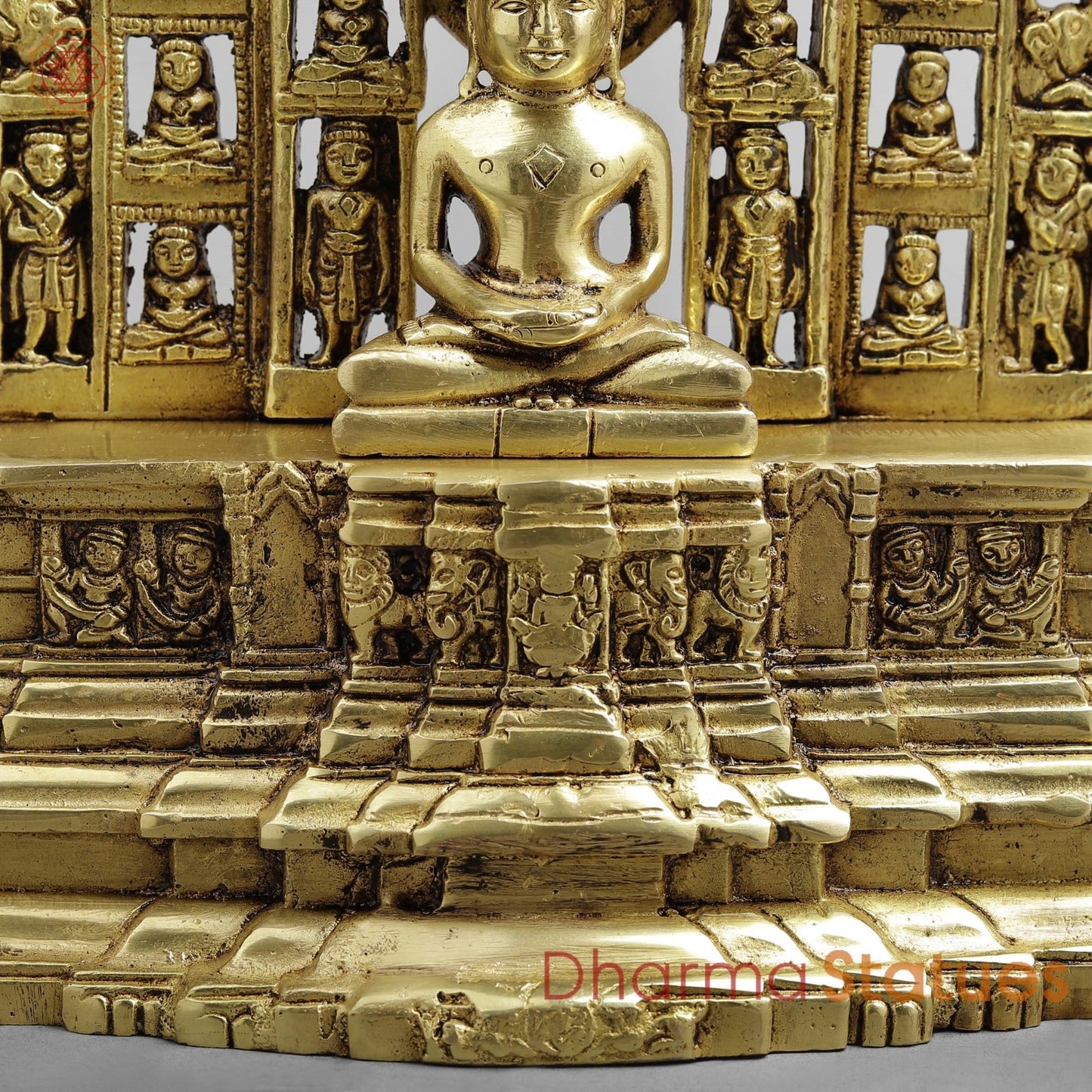 Brass Jain 24 Tirthankar Statue, Golden Finish 12.5”
