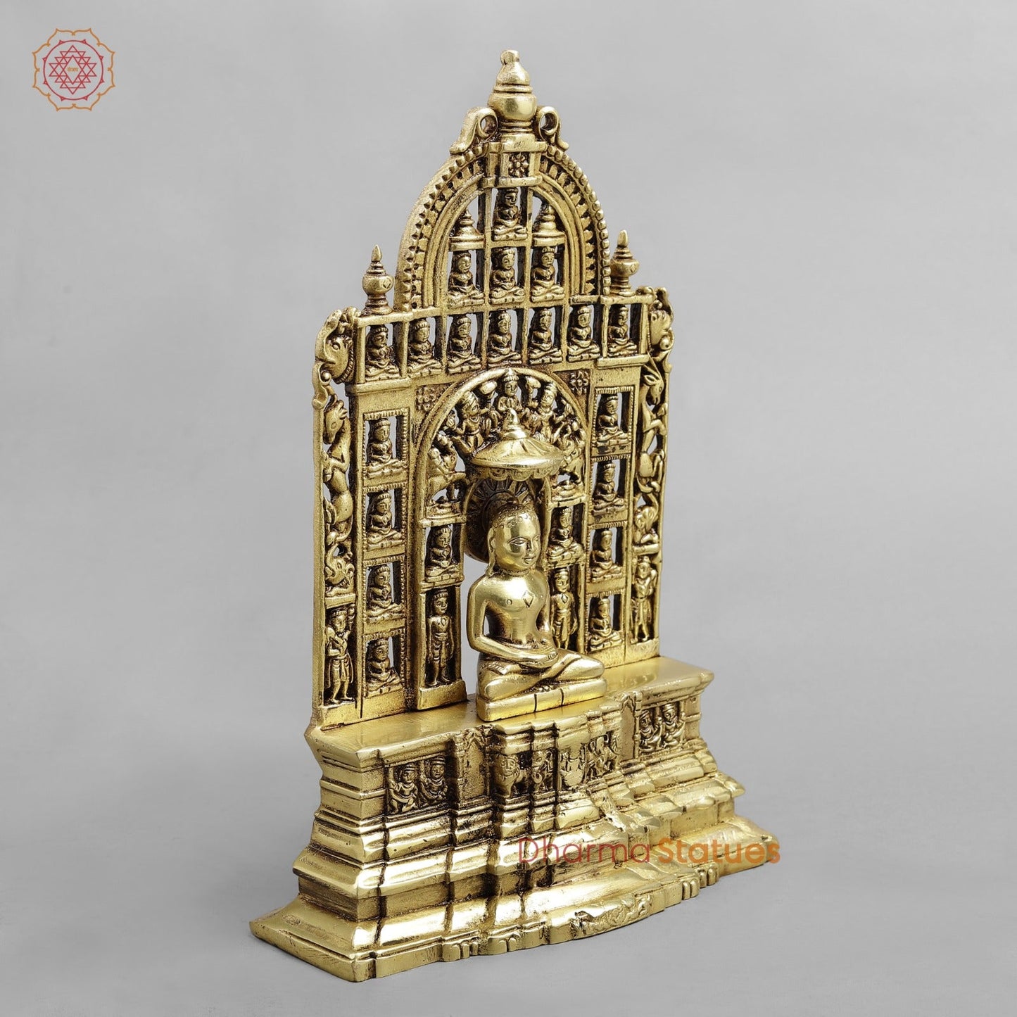 Brass Jain 24 Tirthankar Statue, Golden Finish 12.5”