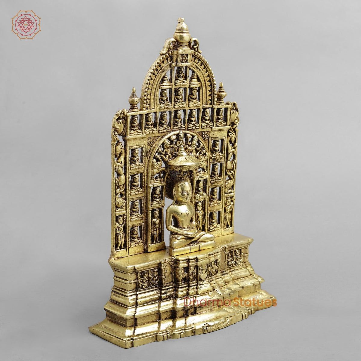 Brass Jain 24 Tirthankar Statue, Golden Finish 12.5”