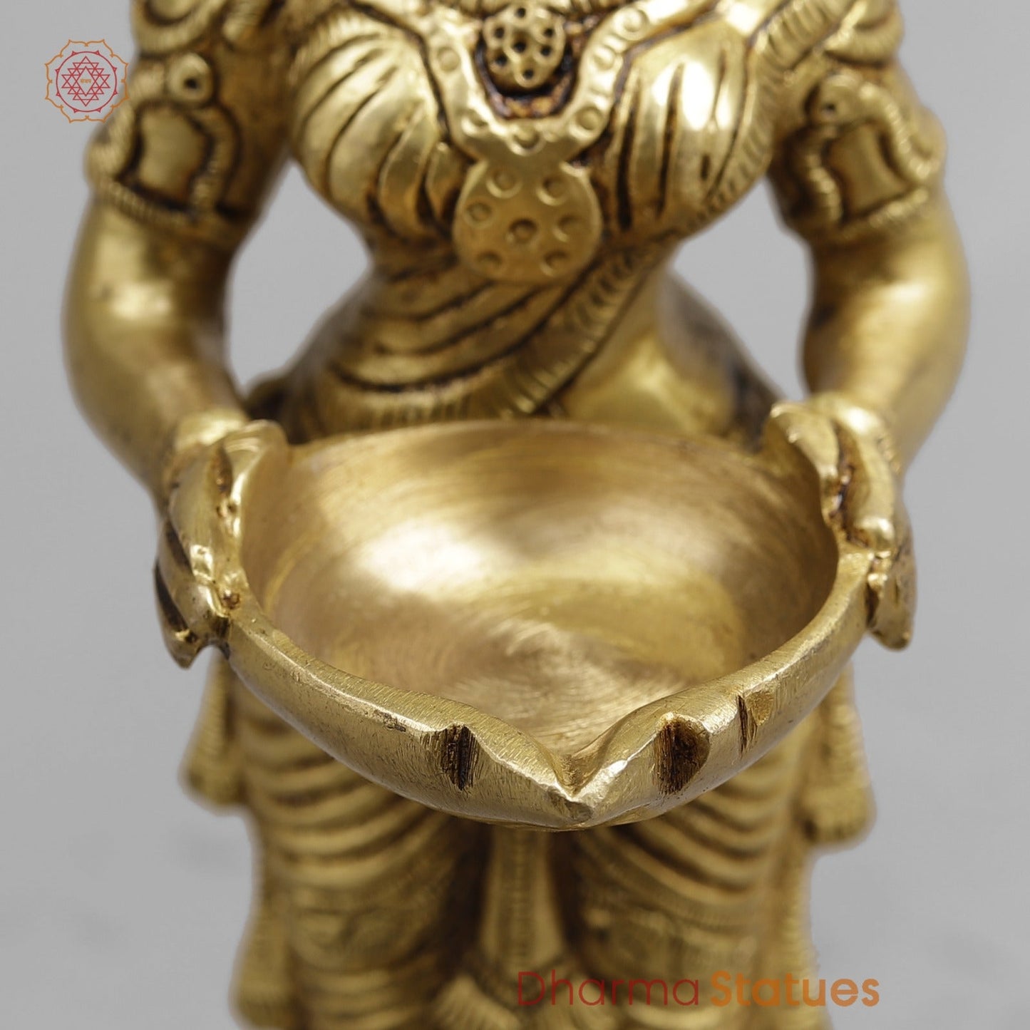 Brass Deep Lakshmi Standing, Golden Finish 9”