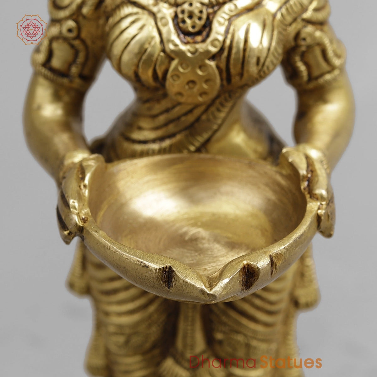 Brass Deep Lakshmi Standing, Golden Finish 9”