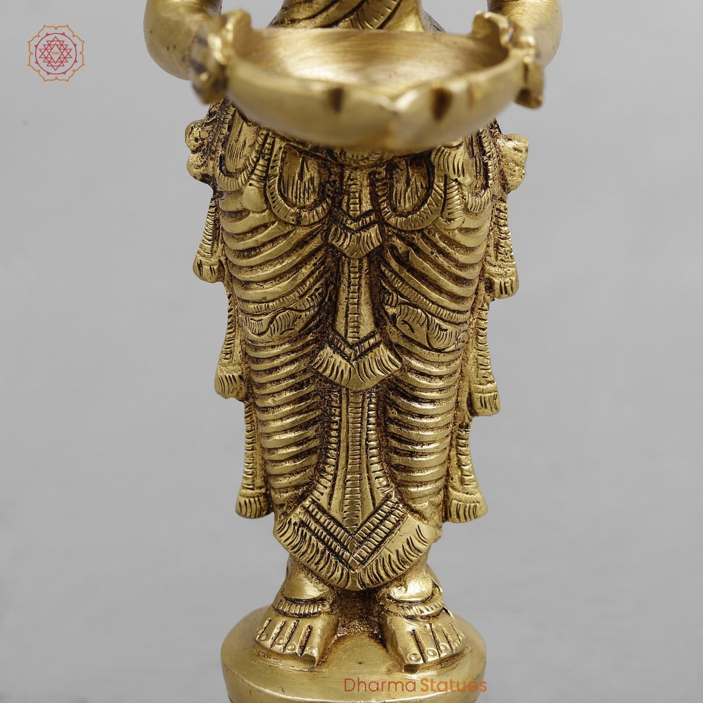 Brass Deep Lakshmi Standing, Golden Finish 9”