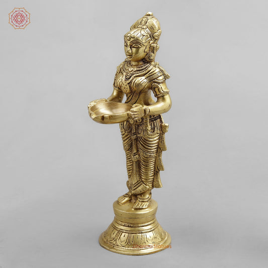 Brass Deep Lakshmi Standing, Golden Finish 9”