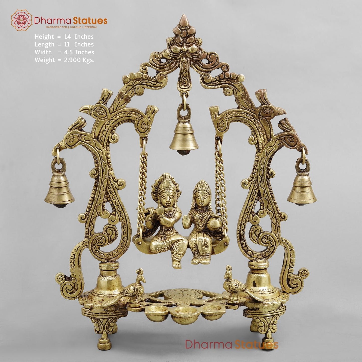 Brass Radha krishna Jhula , Golden Finish 14”