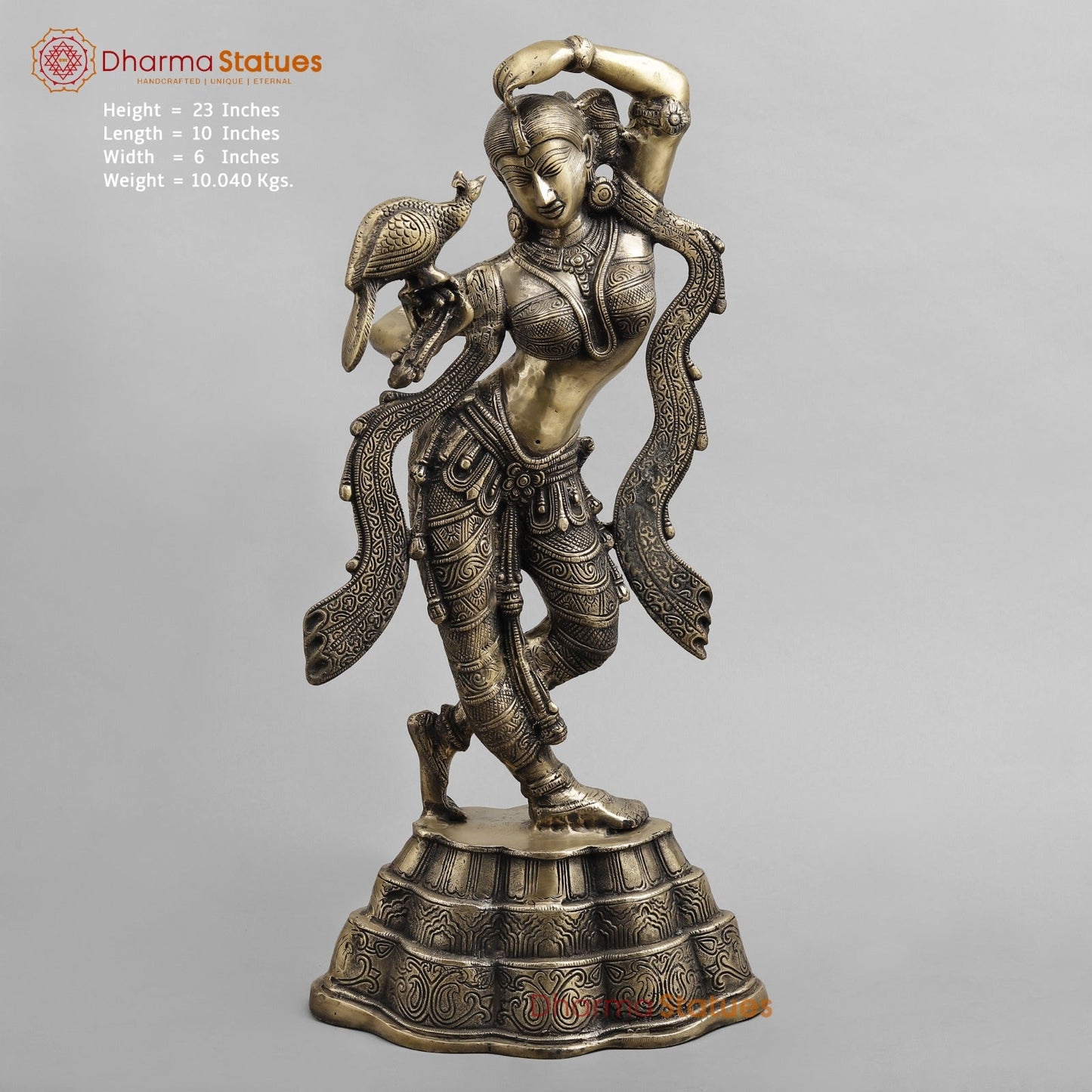 Brass Meenakshi Standing, Smooth Finish 23”