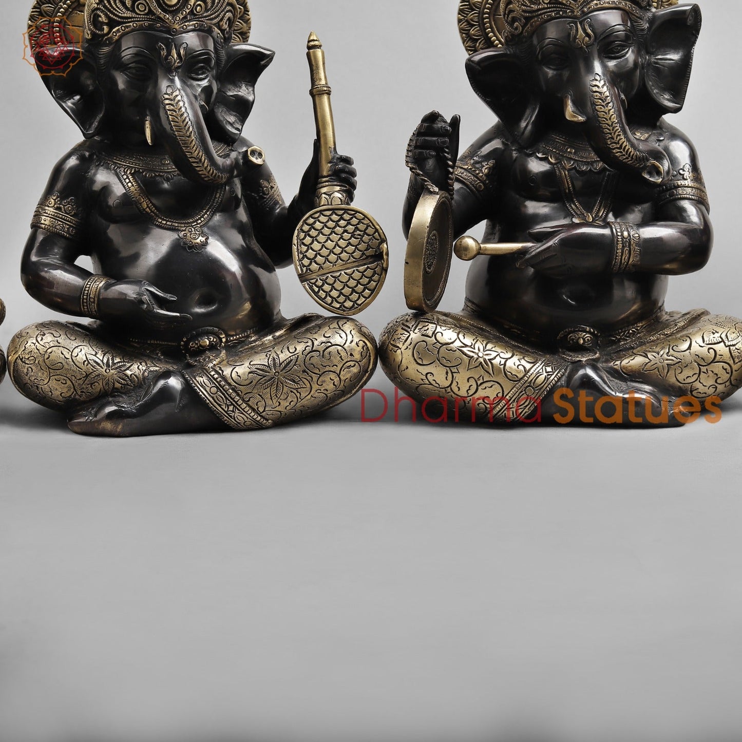 Brass Musician Ganesh , Deep Black finish 12”