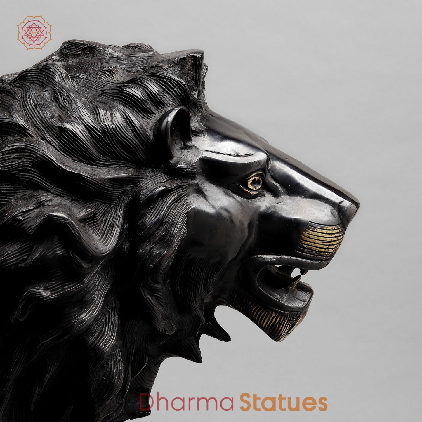 Brass Lion standing , Deep Black finish 34”