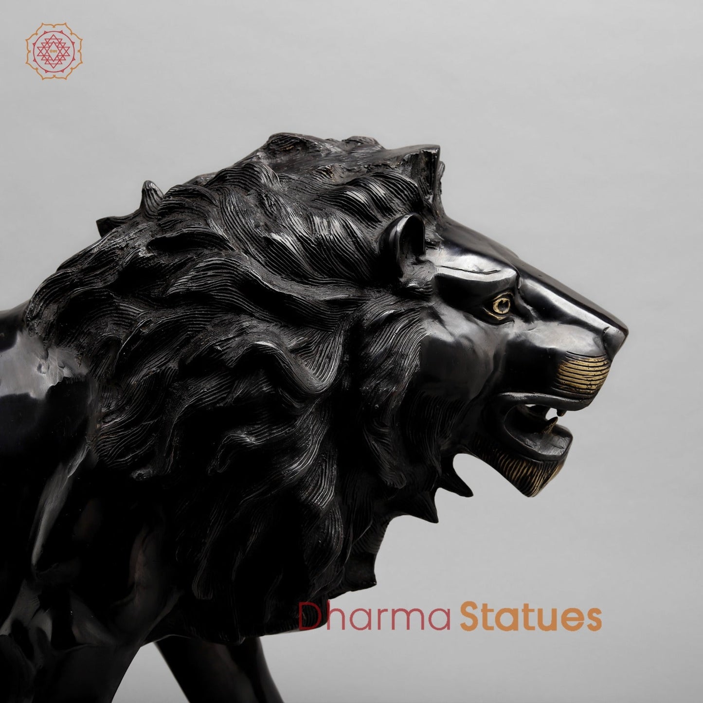 Brass Lion standing , Deep Black finish 34”