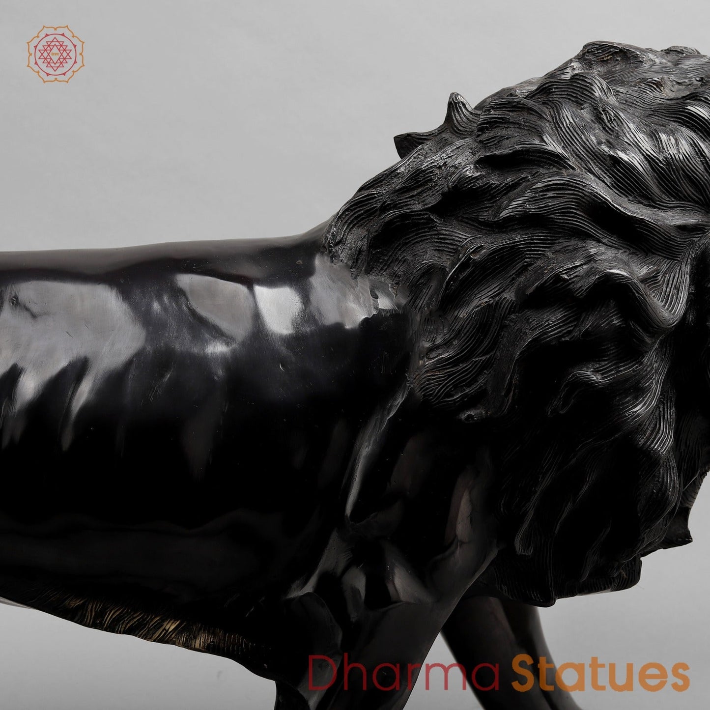 Brass Lion standing , Deep Black finish 34”