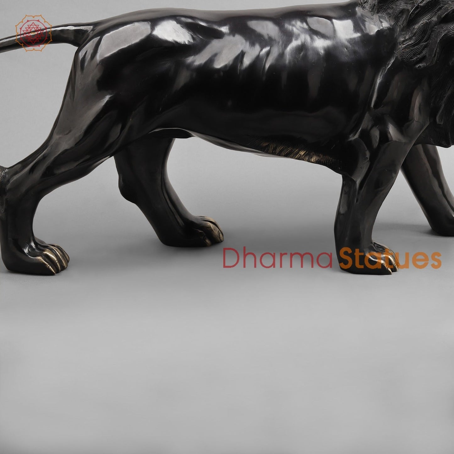 Brass Lion standing , Deep Black finish 34”