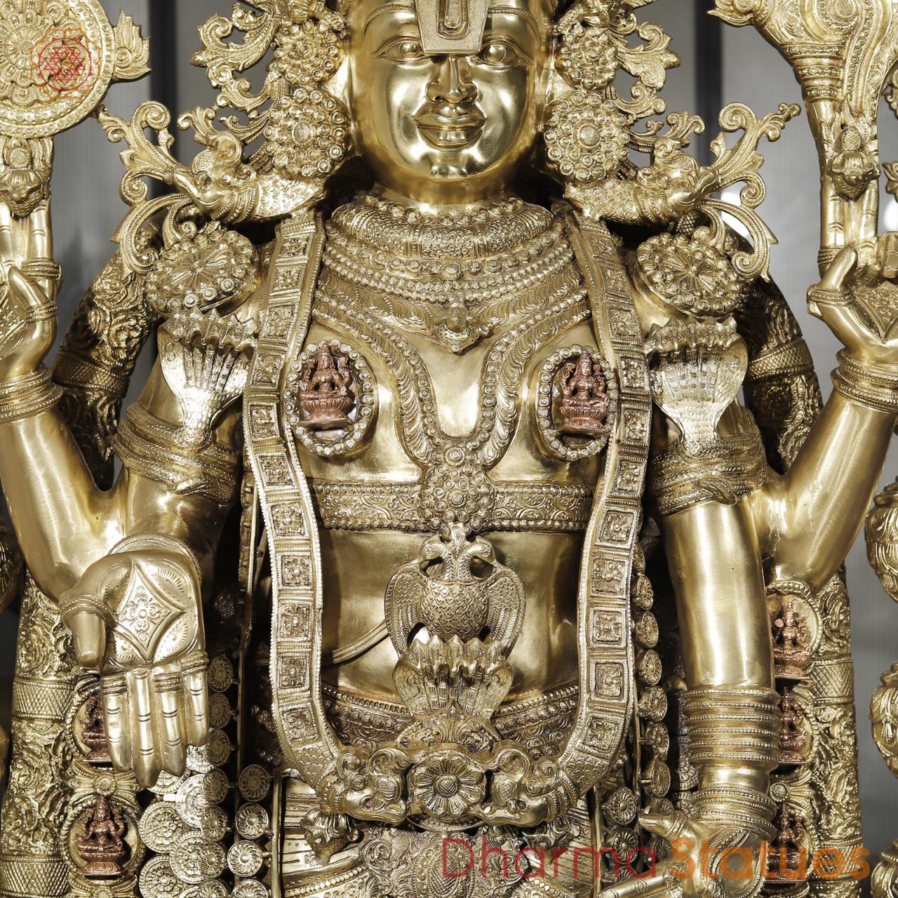 Bronze Tirupati Balaji Standing with Sridevi, Bhudevi and Arch 97” (Made in Thrissur)