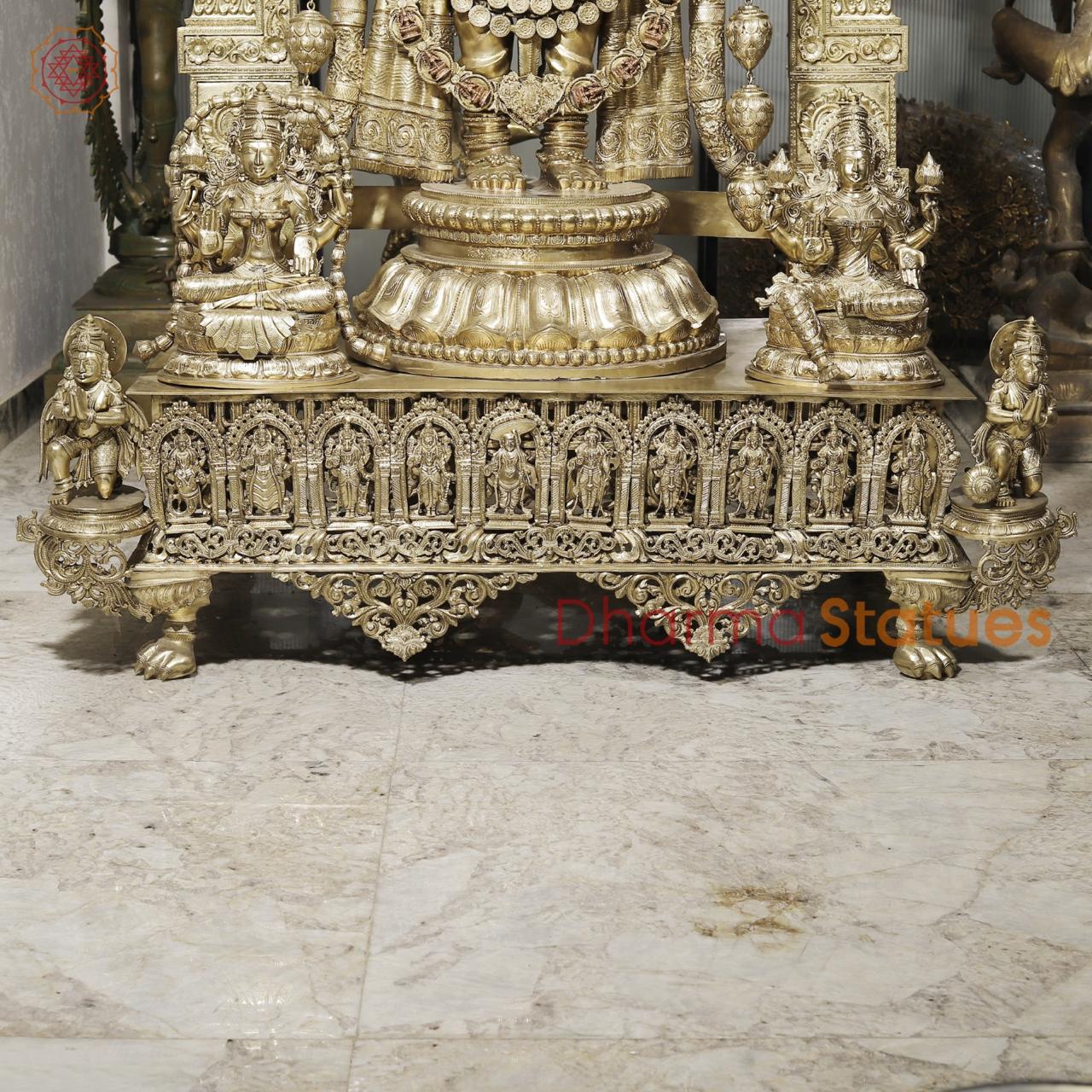 Bronze Tirupati Balaji Standing with Sridevi, Bhudevi and Arch 97” (Made in Thrissur)