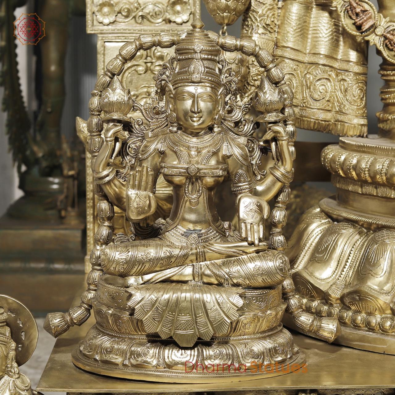 Bronze Tirupati Balaji Standing with Sridevi, Bhudevi and Arch 97” (Made in Thrissur)