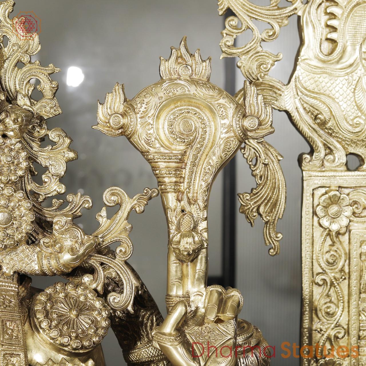 Bronze Tirupati Balaji Standing with Sridevi, Bhudevi and Arch 97” (Made in Thrissur)
