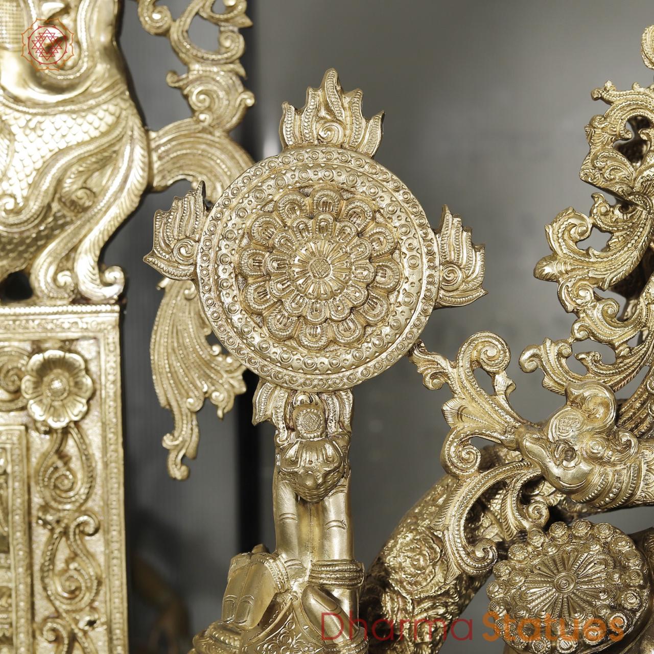 Bronze Tirupati Balaji Standing with Sridevi, Bhudevi and Arch 97” (Made in Thrissur)