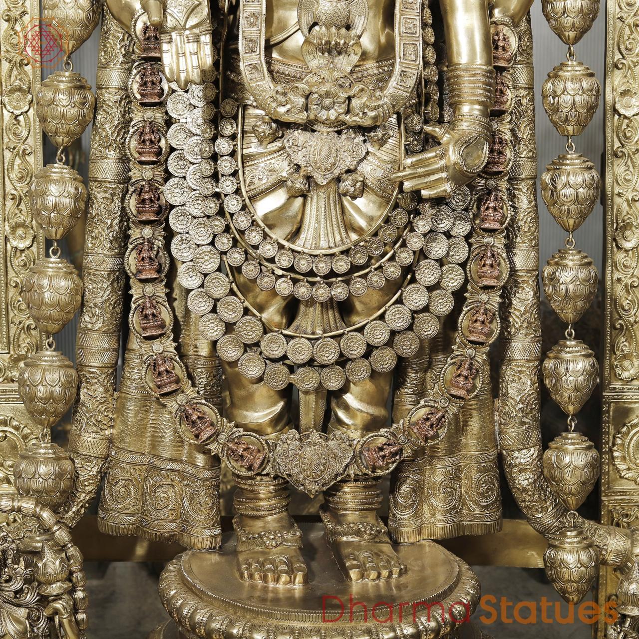 Bronze Tirupati Balaji Standing with Sridevi, Bhudevi and Arch 97” (Made in Thrissur)