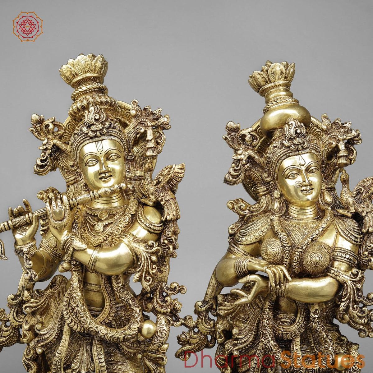 Brass Radha Krishna (Premium Quality), Fine Golden Finish 30”