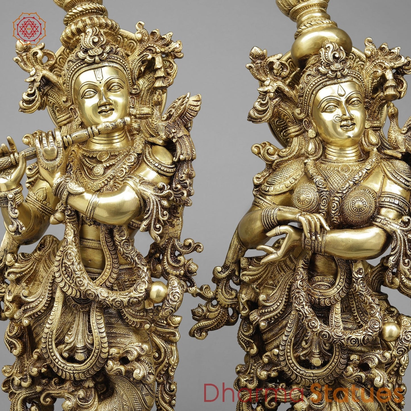 Brass Radha Krishna (Premium Quality), Fine Golden Finish 30”
