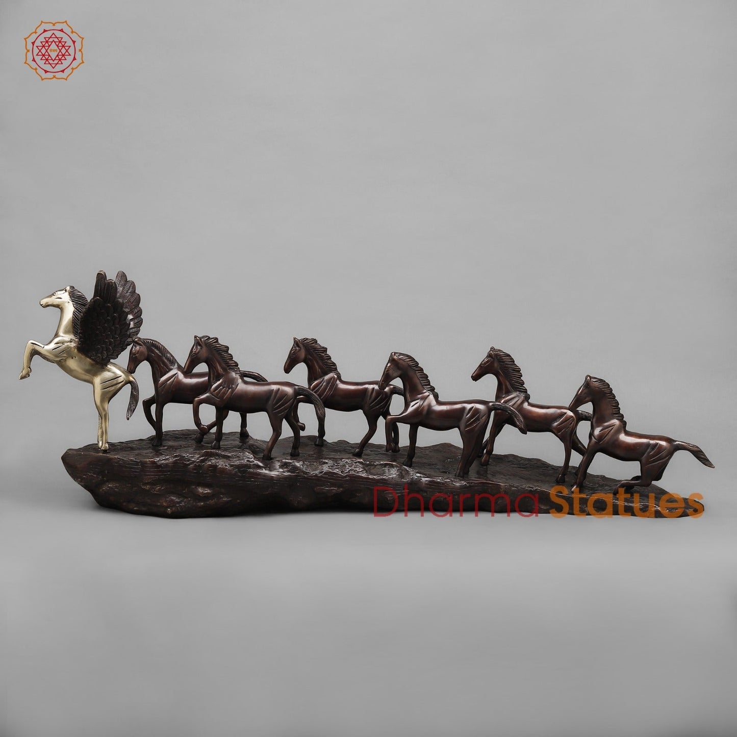 Brass Lucky 7 Horses , Dual Tone finish 36” (Vastu Complient)