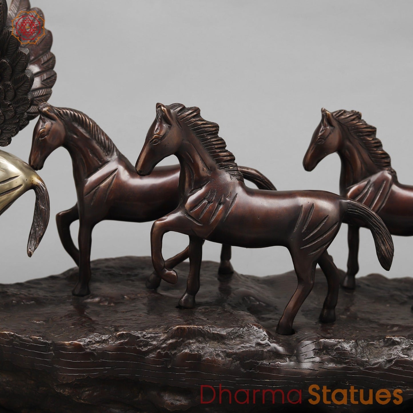 Brass Lucky 7 Horses , Dual Tone finish 36” (Vastu Complient)