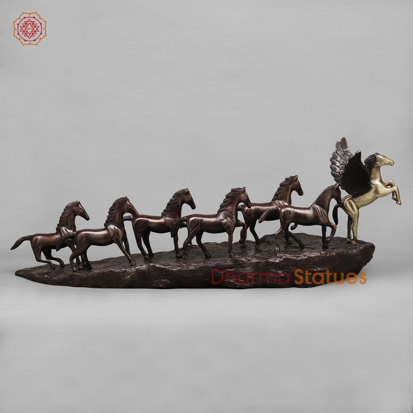 Brass Lucky 7 Horses , Dual Tone finish 36” (Vastu Complient)