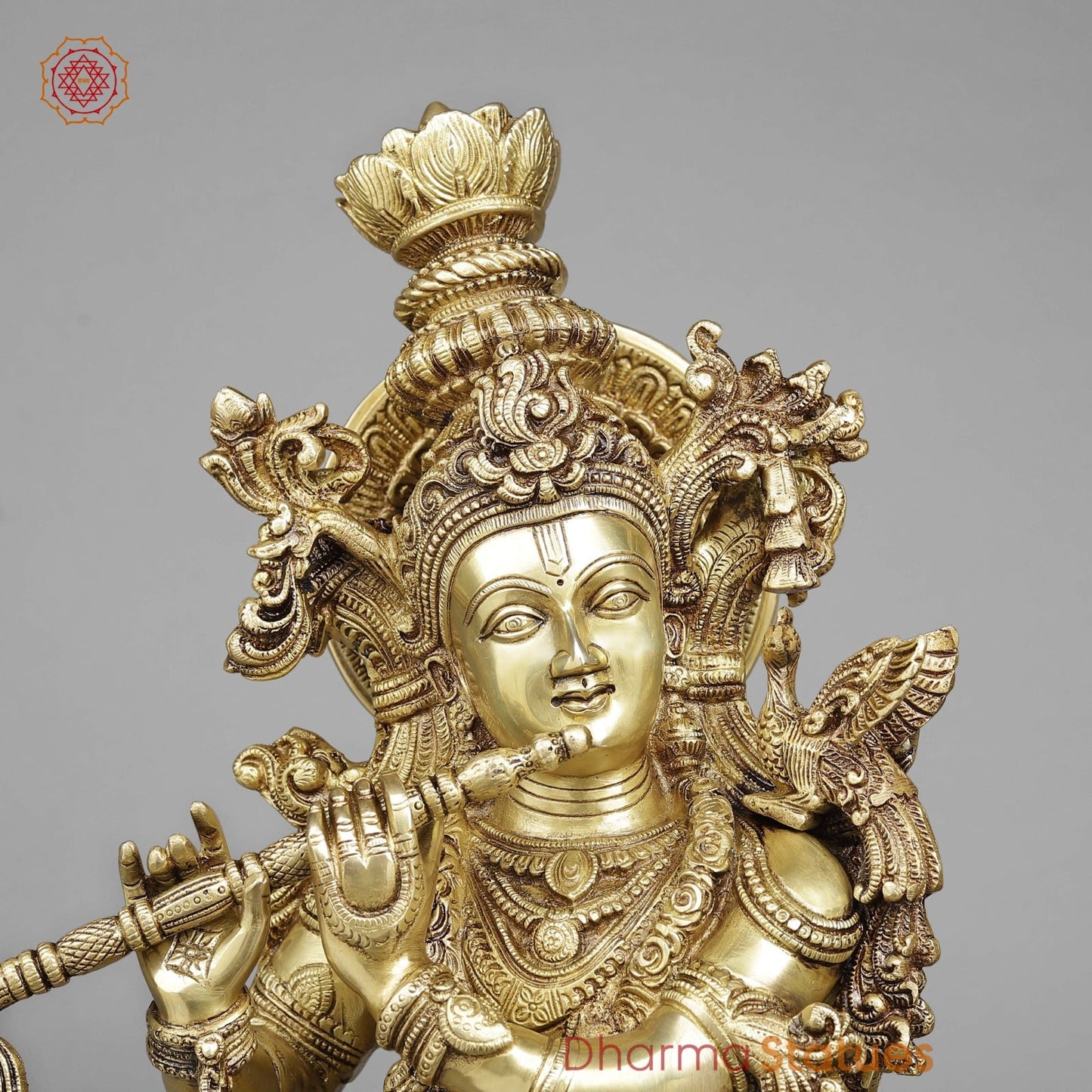 Brass Krishna Standing (Premium Quality), Gold Finish 30”