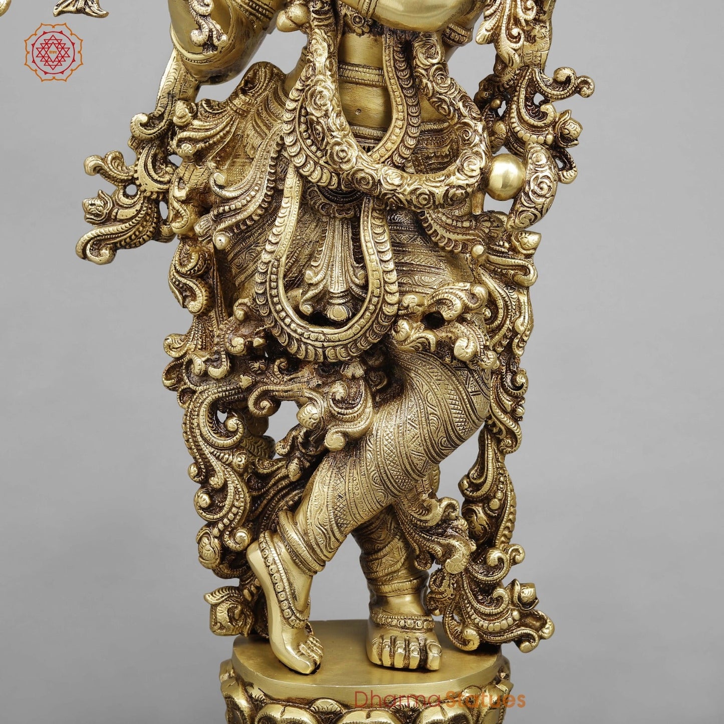 Brass Krishna Standing (Premium Quality), Gold Finish 30”