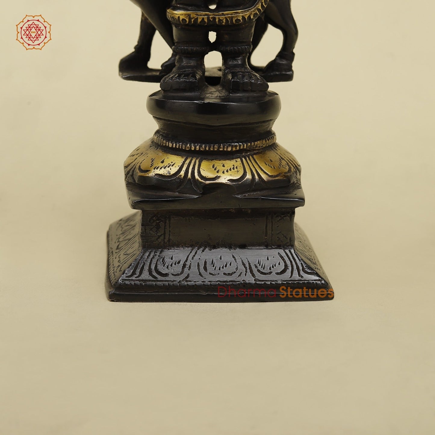 Brass Bhairo Standing Fine, Black and gold Finish 11”