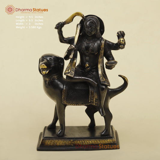 Brass Bhairav Seated Fine, Black and gold Finish 9.5”