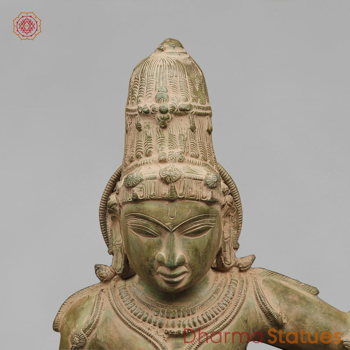 Brass Kalinga Krishna Fine, Green Patina 41”