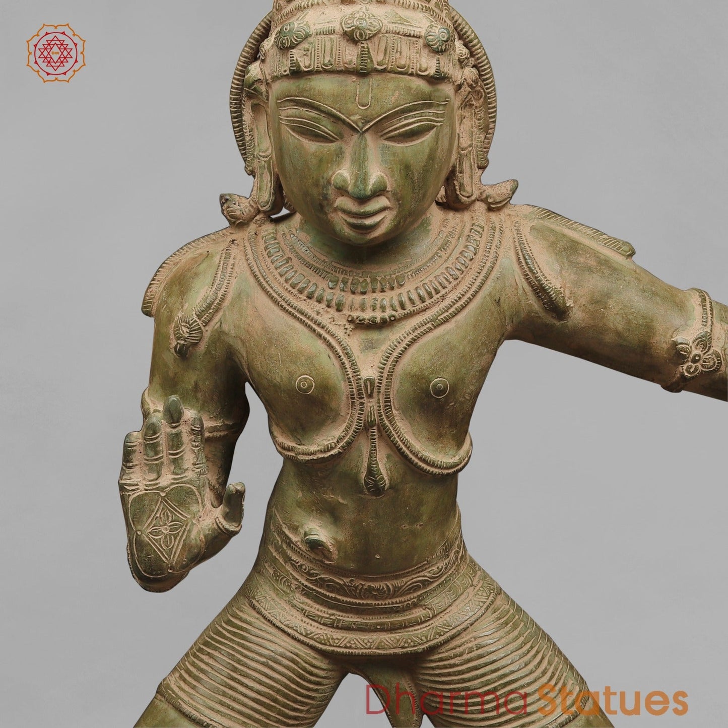 Brass Kalinga Krishna Fine, Green Patina 41”