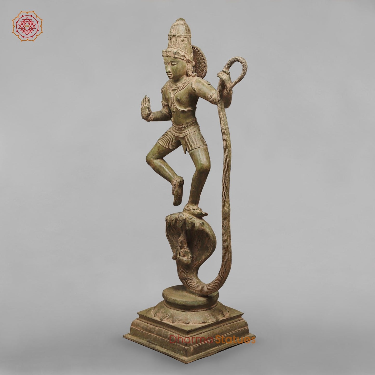 Brass Kalinga Krishna Fine, Green Patina 41”