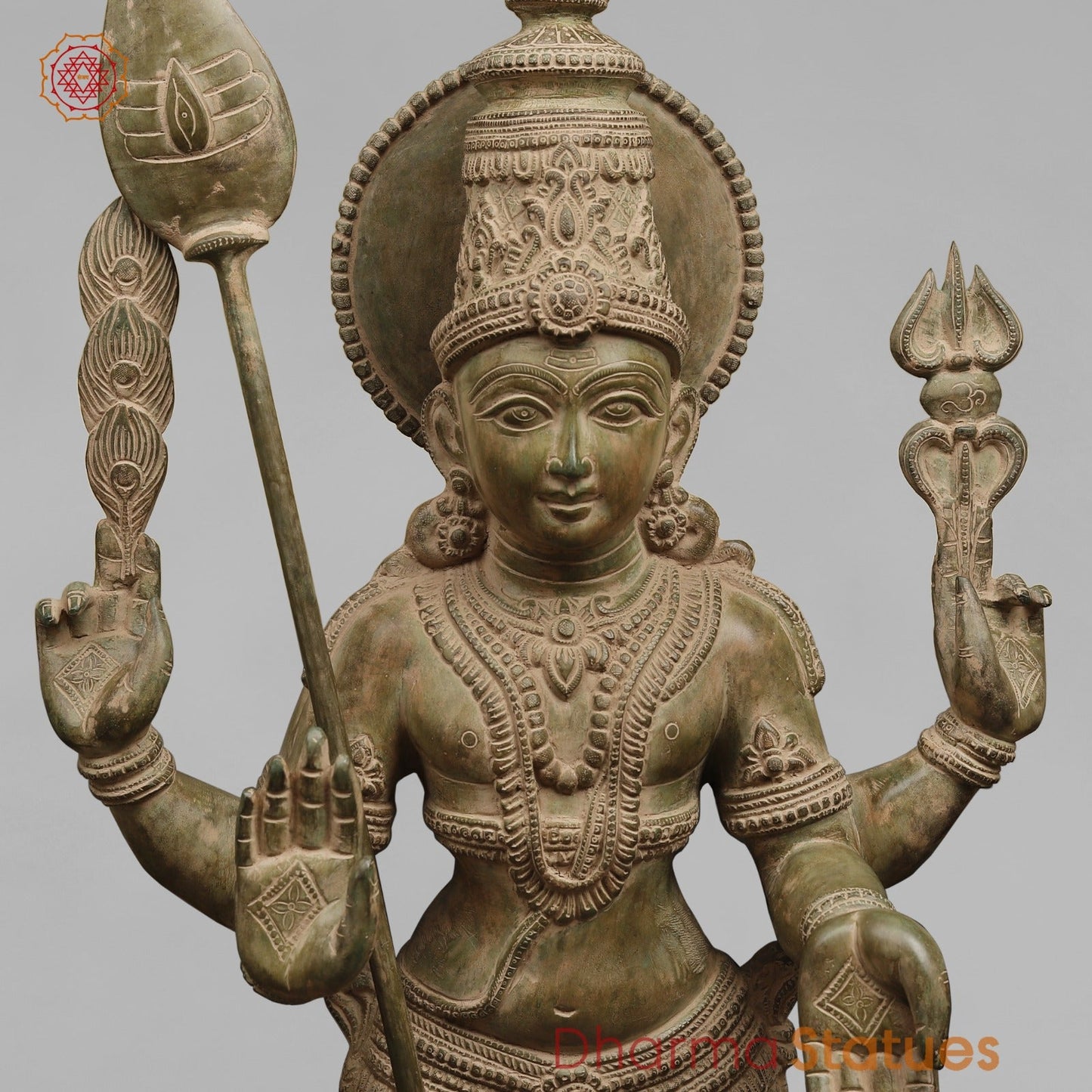 Brass Kartike Standing Fine, Green Patina Finish 48”