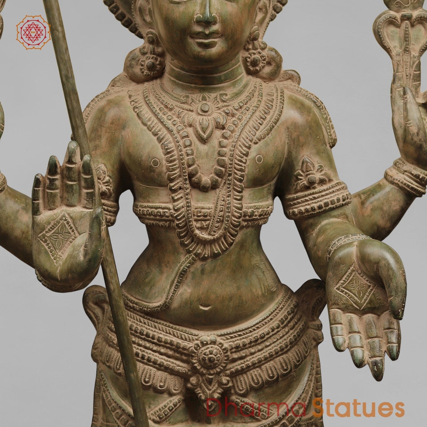 Brass Kartike Standing Fine, Green Patina Finish 48”