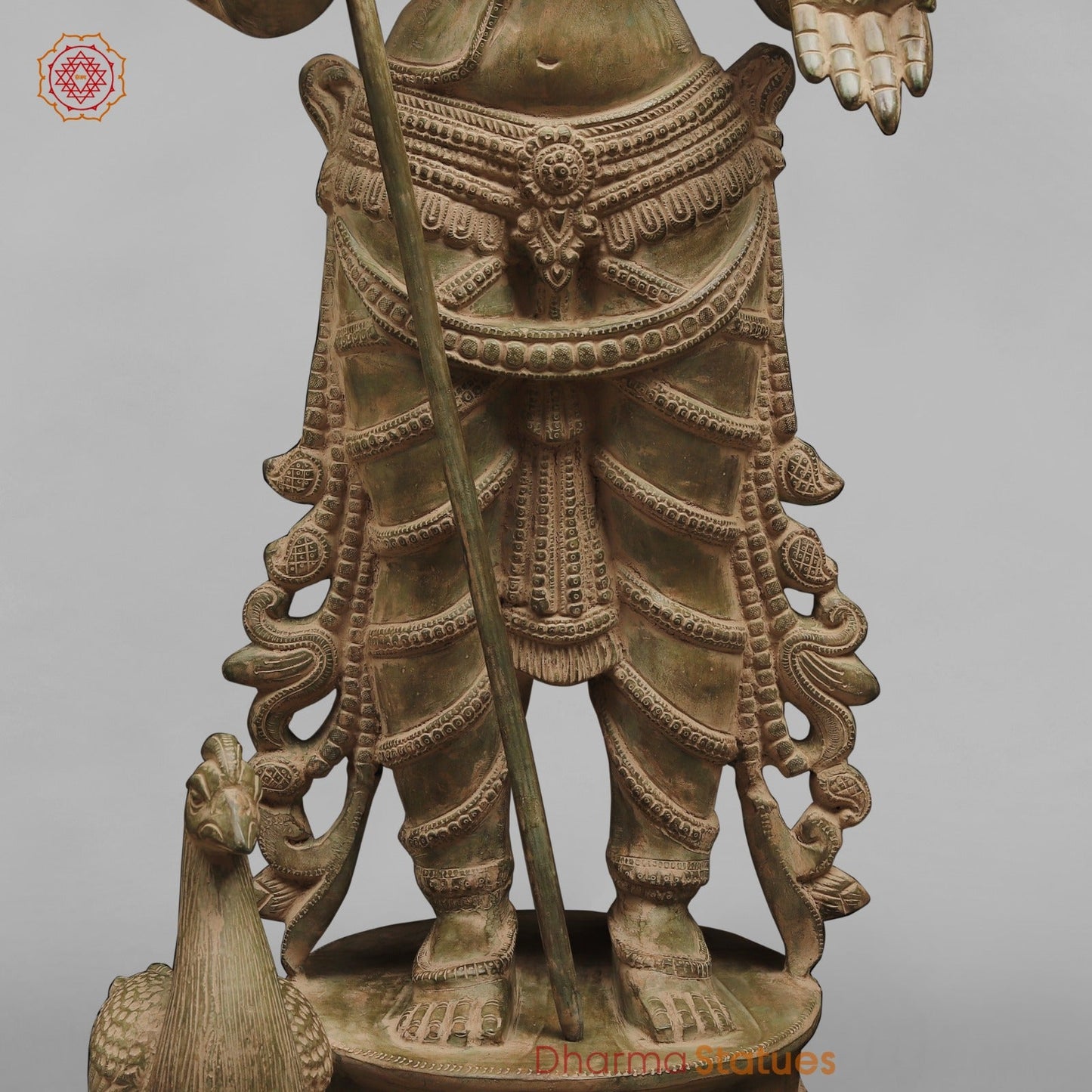 Brass Kartike Standing Fine, Green Patina Finish 48”