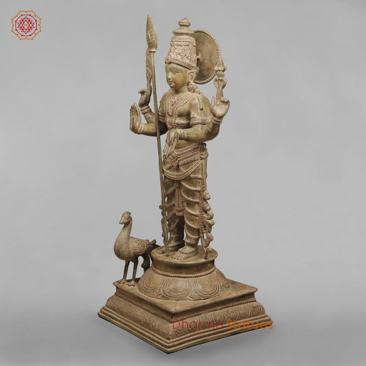 Brass Kartike Standing Fine, Green Patina Finish 48”