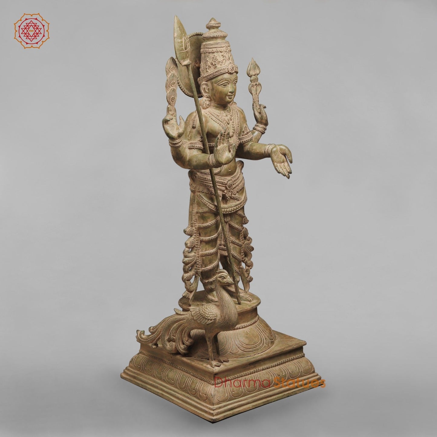 Brass Kartike Standing Fine, Green Patina Finish 48”