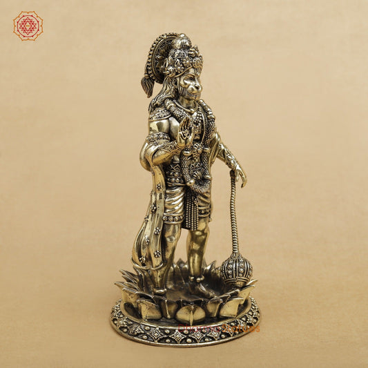 Brass Hanuman Standing On lotus Base Fine 8”