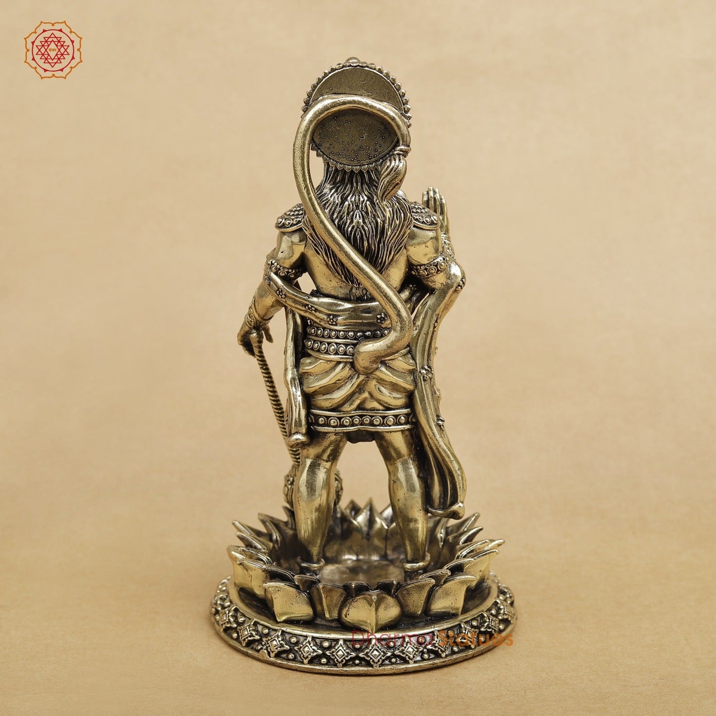 Brass Hanuman Standing On lotus Base Fine 8”
